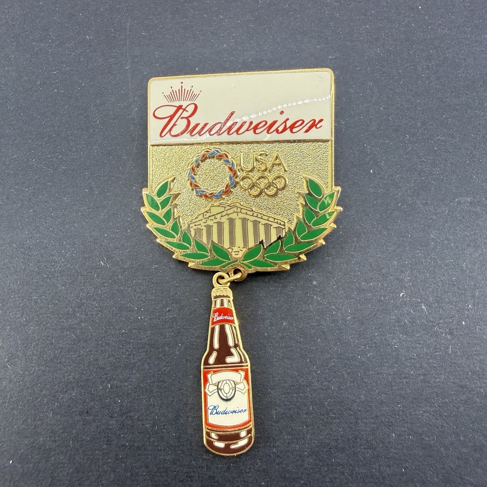 Athens 2004 Olympics Team USA Budweiser Beer Bottle Dangle Pin Aminco Rare